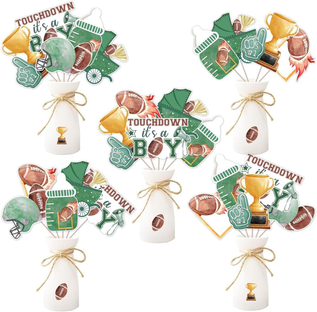 Football Baby Shower Decoration Boy, 24pcs Touchdown Its a Boy Decoration Table Centerpiece Stick Rugby Table Decoration for Football Sport Baby Shower Gender Reveal Decoration