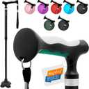 BigAlex Lightweight Collapsible Walking Cane with Soft Comfortable TPR Handle for Seniors and Elderly Adults, Larger Handle for Comfort, Adjustable Support Stick, Portable Travel Aid for Men & Women (Black-Green)