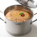 HOMICHEF 3.5QT Silver Nickel Free Stainless Steel Stockpot with Lid - Matte Polished, 8 Inch Wide, 7.6MM Thick Base, No Non-Stick Coating, 4.5 lbs