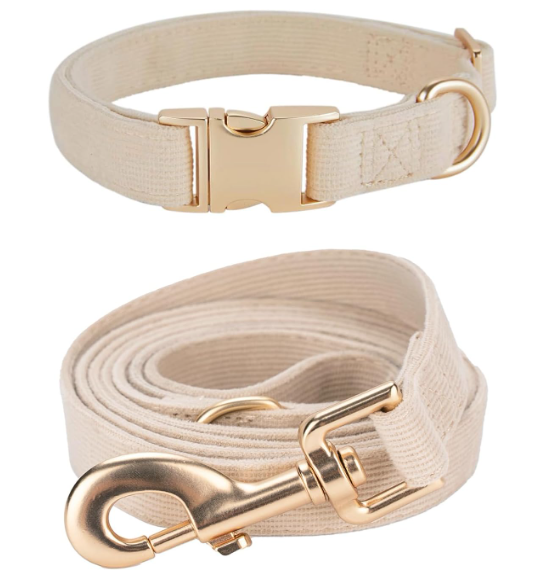 Ewinoom Soft Cotton Dog Leash, 3Ft Heavy Duty Corduroy Dog Leashes with Gold Metal Hook for Dogs, Small, White