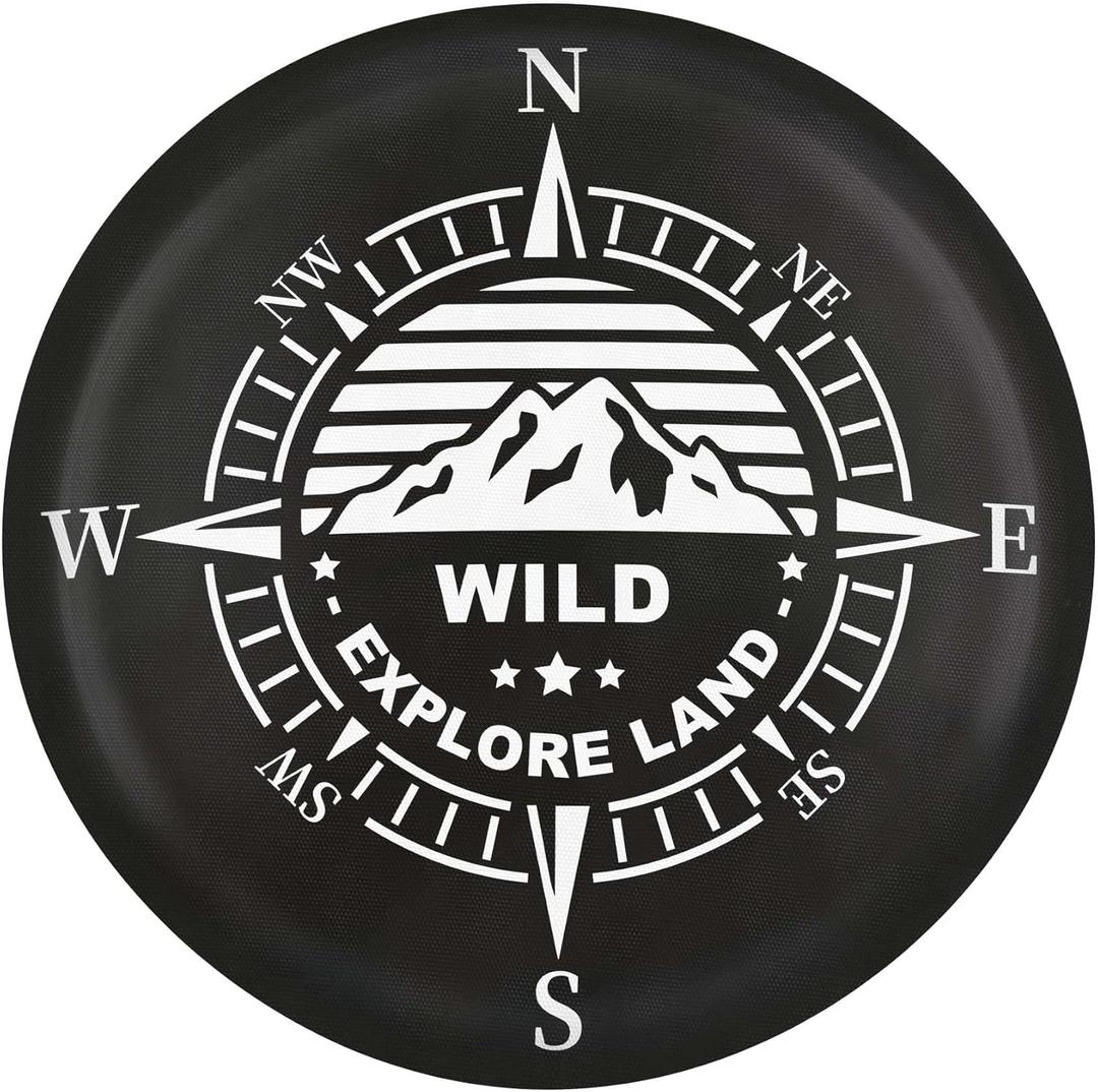 Explore Land 26-27.75 inch Spare Tire Cover Fit Trailer, RV, SUV, Truck, Tough Tire Wheel Soft Cover, Compass