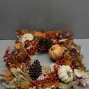 22" Artificial Fall Wreath for Front Door Autumn Harvest Wreath with Pumpkin Oak Maple Leaf Pine Cones Eucalyptus Berry for Halloween Thanksgiving Day Indoor Outdoor Farmhouse Window Wall Dcor