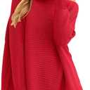 ANRABESS Women Oversized Casual Loose Turtleneck Long Sleeve Slouchy Baggy Knit Tunic Sweaters Pullover 2025 Fall Outfits (Small, Red)