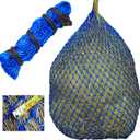 T TEKE Ultra Slow Hay Feeder Nets, 39" Length With 1"1/4" Feeding Holes, Horse Supplies Bags for Horses, Goats, With Extra Spared Cord (Blue)