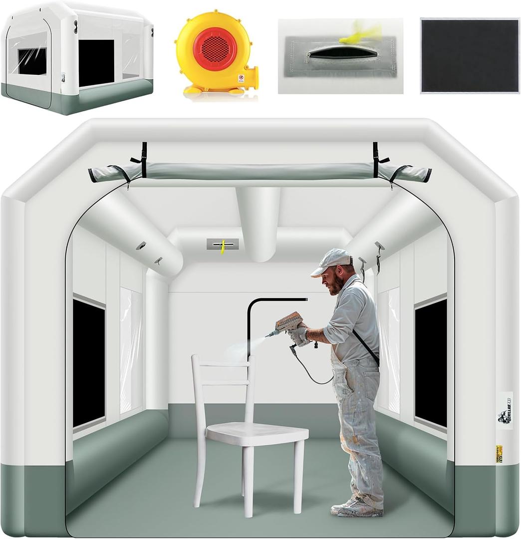 GORILLASPRO 13x10x8Ft Inflatable Paint Booth Tent with 550W Blower, Spray Tent with Air Filter System, Used for DIY Painting Car Truck Motorcycle Garage Furniture Parts Paint Renovation