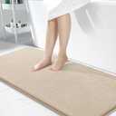 OLANLY Thick Memory Foam Bath Mat Rug 47x24, Extra Soft Absorbent Bathroom Rug, Quick Dry Bath Mats, Non-Slip, Machine Washable Carpet for Bathroom, Tub and Shower, Home Decor Accessories, Beige