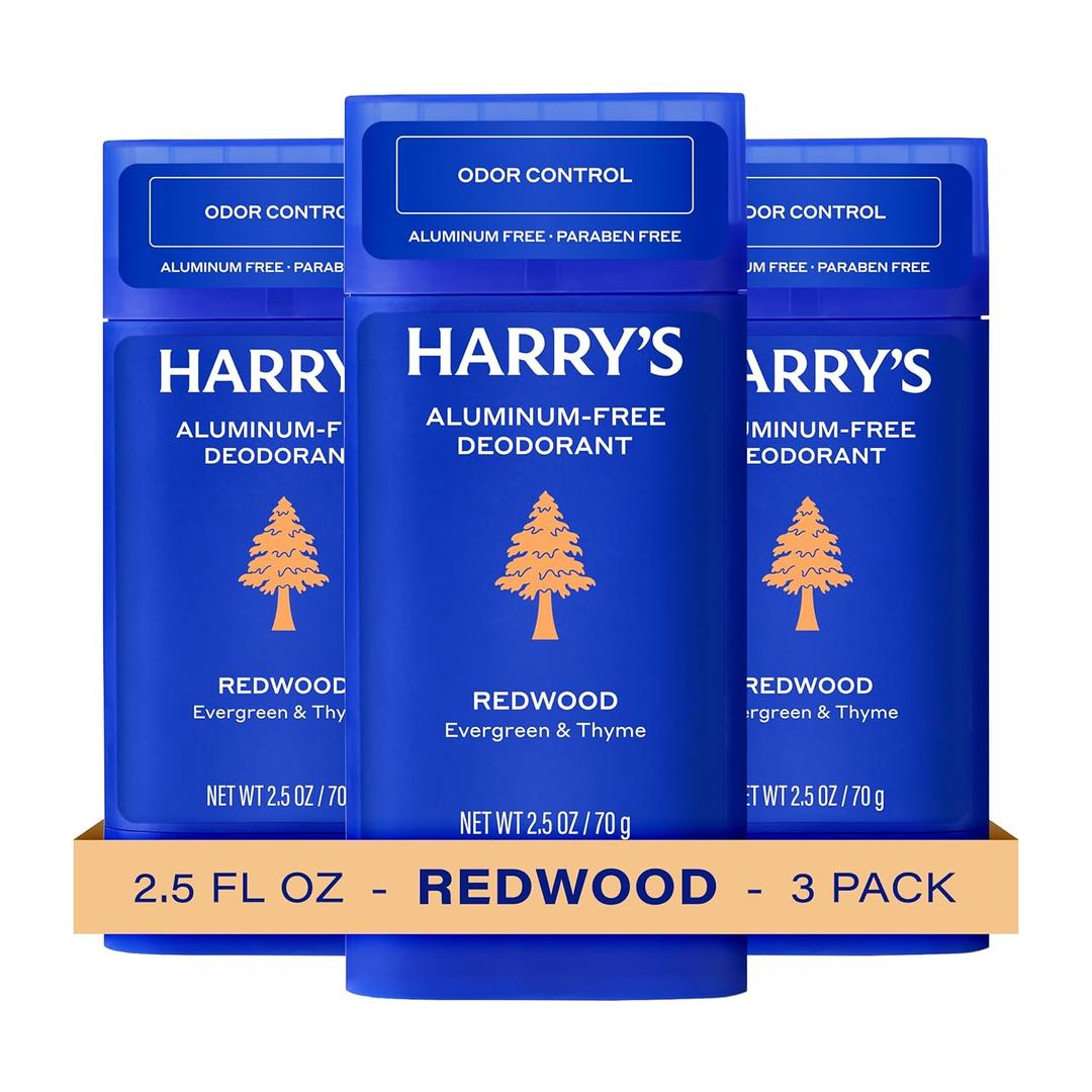 Harry's Aluminum Free Deodorant for Men  Odor Control, Redwood Scent, 2.5 Oz, 3Pack, Men Deodorant Aluminum Free