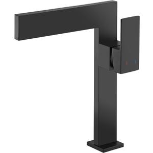 Matte Black Tall Bathroom Sink Faucet Ultra Thin Design, Single Handle Vessel Faucet for Bathroom Sink,1 Hole Lavatory Bowl Sink Faucets Solid Brass(Matte Black)