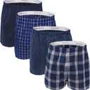 Fruit of the Loom Men's Premium Tag-Free Cotton Underwear (Regular & Big Man) (Medium, Boxer - 4 Pack - Woven Assorted)