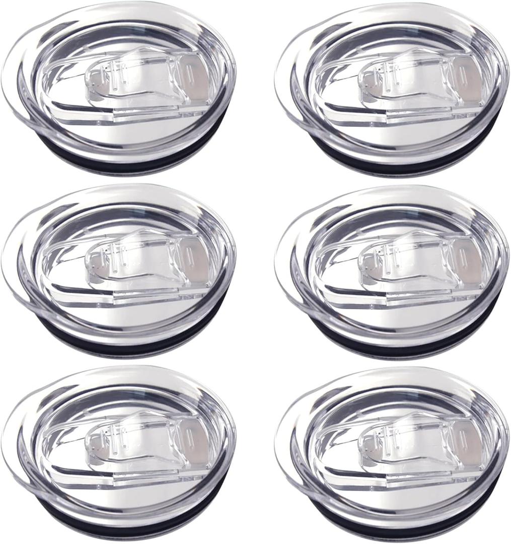 6 Pack 20 oz Skinny Tumbler Replacement Lids Plastic Splash Covers tops for 20 oz coffee cup lids Clear Cup Covers for 2.64 Inch Mouth Tumbler Cooler