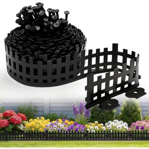 50FT No Dig Landscape Edging Kit 4-4.7 in Tall Arched Design Garden Edging Border with 80 PCS Spikes Flexible Plastic Lawn Edge Fence for Flower Bed Pathway Tree Yard Grass