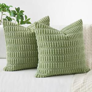 MIULEE Navy Blue Couch Pillow Covers 18x18 Inch, Set of 2 Soft Chenille Decorative Square Summer Throw Pillow Covers Farmhouse for Sofa Living Room Bed