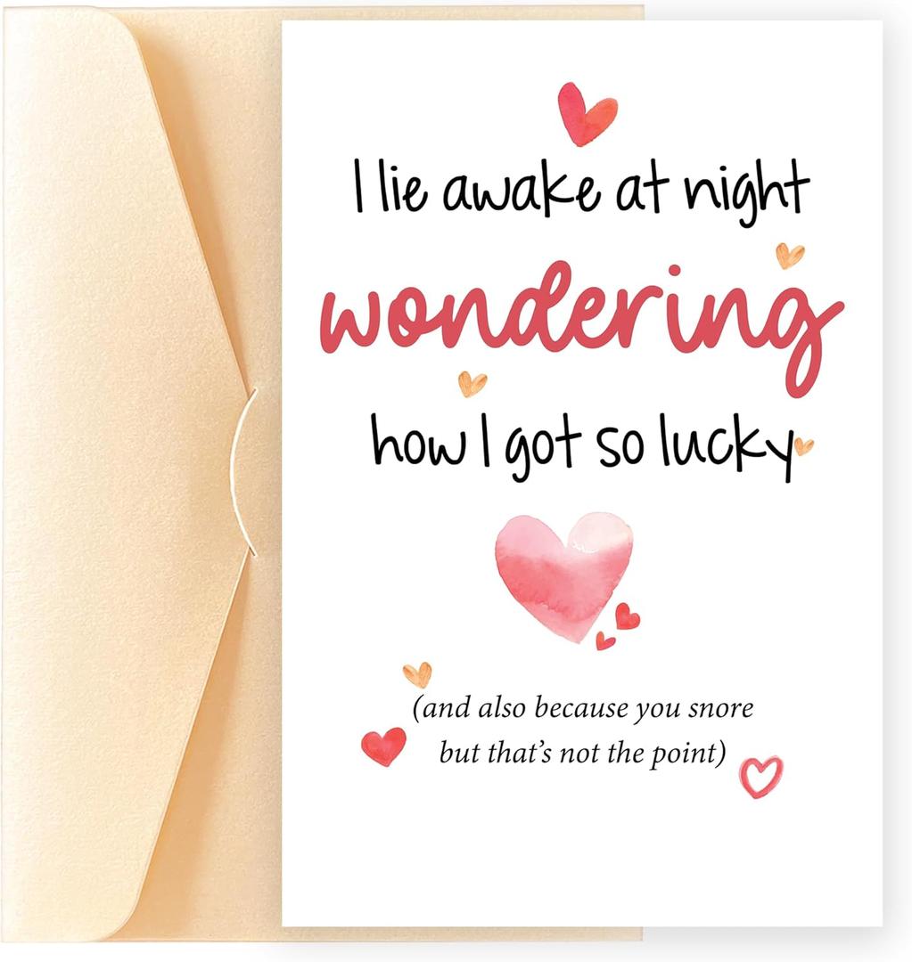 7 x POMELION Valentines Day Card for Husband, Him from Wife, Her - Funny Anniversary Card Gifts for Husband, Boyfriend, Men - Happy Anniversary - Greeting Card