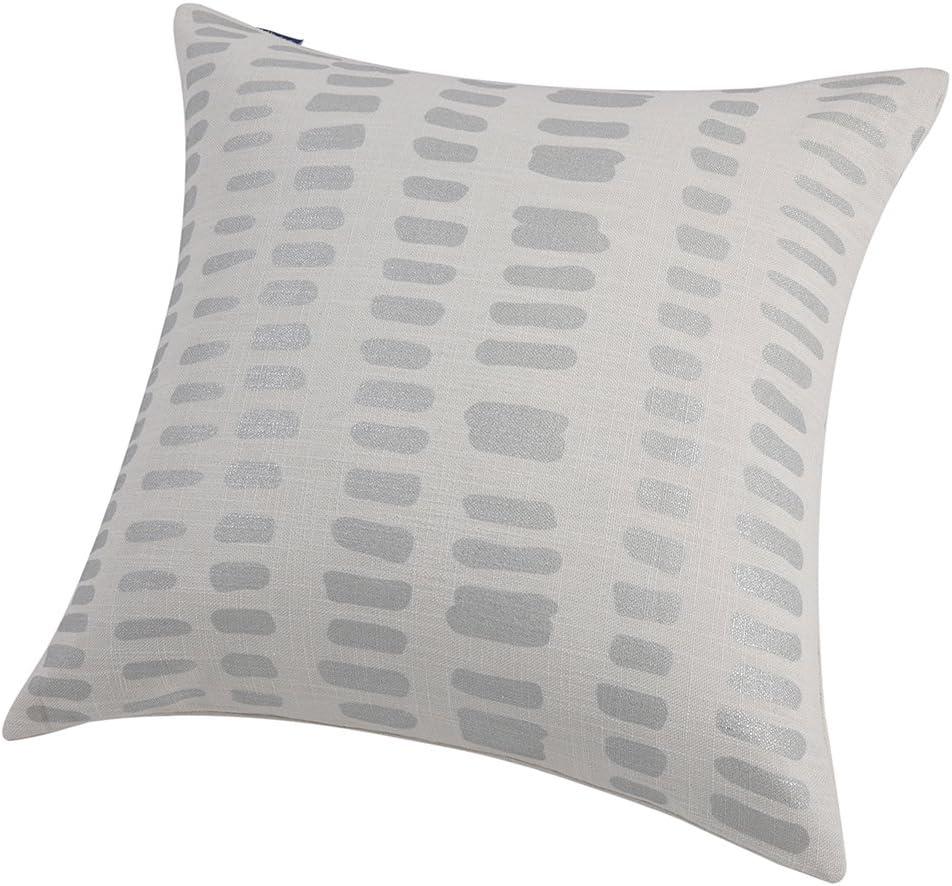2 x Metallic Gilding Silver Print Couch Throw Pillow Cover 1pc Pure Nature Linen Blend 20"X20" AmaZulu Geometric Decorative Pillowcase Christmas Pillow Cover Accent Cushion Shell 50X50cm