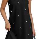 Floerns Women's Pearl Beaded Halter Twist Sleeveless Tie Back Dress A Line Dress Large