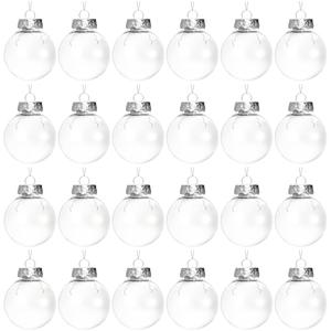 23 Pack Clear Plastic Fillable Ornament Balls with Strings,2.4 inch Removable Top Hanging Ornaments Ball, DIY Plastic Ornaments Round Balls, Perfect for Decoration On Christmas Trees, Wedding, Party