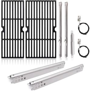Adviace Grill Replacement Parts for Charbroil Performance 2 Burner 463673519, 463625217, 463625219, G470-0002-W1, G470-0003-W1, 18'' Cast Iron Grates, Heat Plates, Burners, Crossover Tubes, Ignitors.