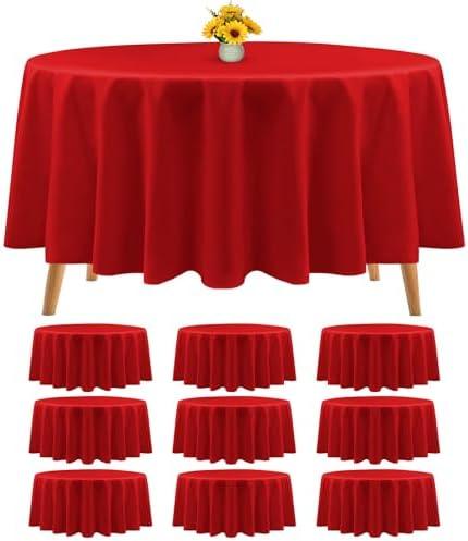 10 Pack Premium Round Tablecloth - 90 Inch Red Polyester Table Cloth - Bulk Washable - Fabric Tablecloths - Table Cover for Wedding, Party, Banquet, Buffet, Holiday Dinner