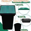 18x18x24 in Large Catch Basin for Drainage with Debris Basket,Catch Basin with Fiber Glass Grate,French Drain Catch Basin Without pre drilled Holes are Suitable for courtyards, downspouts, lawns