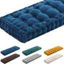 Geelin 48x18 Inch Bench Cushions for Indoor Furniture Window Chenille Velvet Navy Blue Button Tufted Thicken Seat Pad Mat with Memory Foam Sofa Chair Daybed Floor Pillow for Living Room Porch Swing