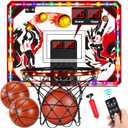 Indoor Basketball Hoop for Kids & Adults, Over The Door Mini Basketball Hoop with Remote Control Scoreboard, 6 LED Light Modes, Foldable Rim Sports Toys for Ages 8-13 Teen Boys Birthday Gifts