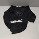 SHENHE Women's Hollow Out Tie Up Bell Sleeve Cropped Cardigan Sheer Crochet Shrug Bolero (Medium, Black)