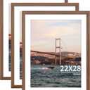 YESKAY 22x28 Picture Frame Brown Set of 3, Display Pictures 18x24 with Mat or 22 x 28 Without Mat, Poster Frames 22x28 for Wall Hanging Horizontal and Vertical