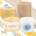 Waydress 4 Rolls Here Comes The Sun Ribbon 2.5 Inch Wired Baby Shower Ribbon for Diaper Cake Wreaths Bows Gift Wrapping DIY Crafts Girl Baby Shower Decoration(Yellow)