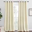 NICETOWN Thermal Insulated 100% Blackout Curtains, Noise Reducing Performance Drapes with Black Lining, Full Light Blocking Drapery Panels for Patio (Beige, 1 Pair, 55 inches x 96 inches)
