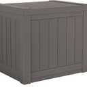 Suncast 22-Gallon Small Deck Box - Lightweight Resin Indoor/Outdoor Storage Container and Seat for Patio Cushions and Gardening Tools - Store Items on Patio, Garage, Yard - Stone Gray, Made in the USA