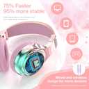 QearFun Kids Bluetooth Headphones, 60H Playtime, 74/85/94dB Safe Volume Limit, Metallic Gradient Wireless Headset with HD Mic, Fast Charging, Foldable, Wired 3.5mm Mode for School/Tablet/Travels