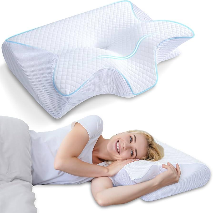Neck Pillow for Neck Pain, Ergonomic Memory Foam for Side & Back Sleepers
