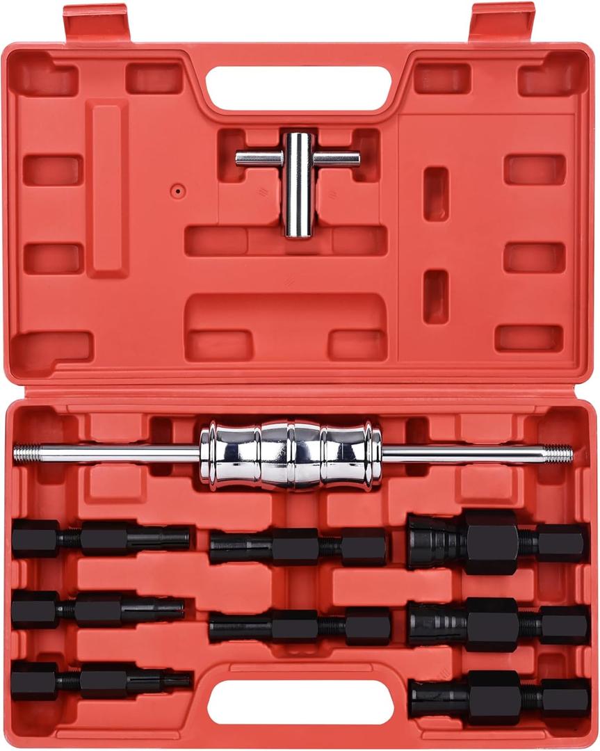 Motorcycle Blind Inner Bearing Puller Tool Kit, 8-32mm Collets Internal Bearing Removal Tool with Slide Hammer, 9 pcs Inner Bearing Extractor Kit