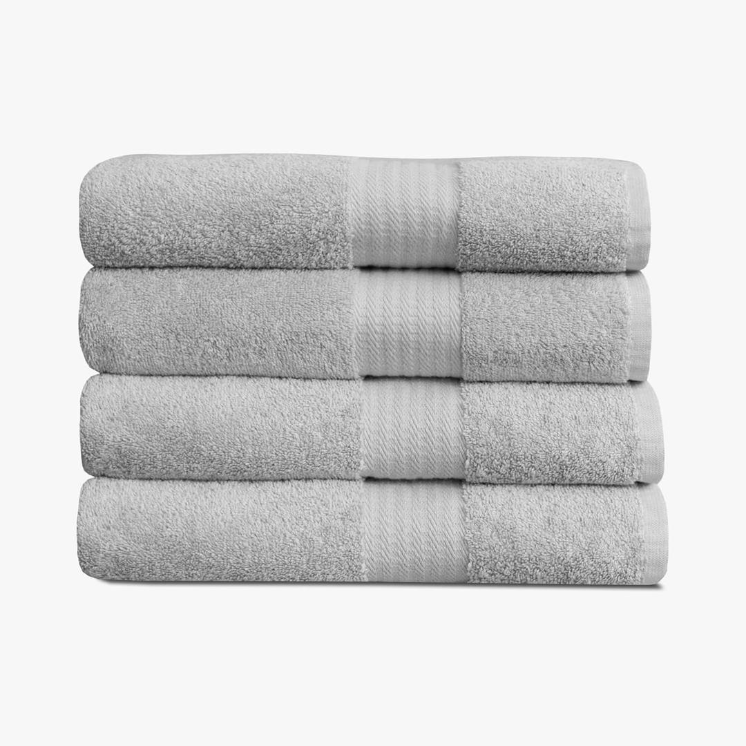 1888 Mills 4 Pack Premium Bath Towel Set, True Classics Premium Cotton Blend, Super Soft and Highly Absorbent Bath Towels for Bathroom, Hotels, Spa and Gym, Grey
