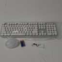 Wireless Keyboard and Mouse Combo, Ergonomic Full Size Typewriter Retro Round Keycaps Keyboard, Compatible with Windows, PC, Perfer for Home and Office KeyboardsGreen