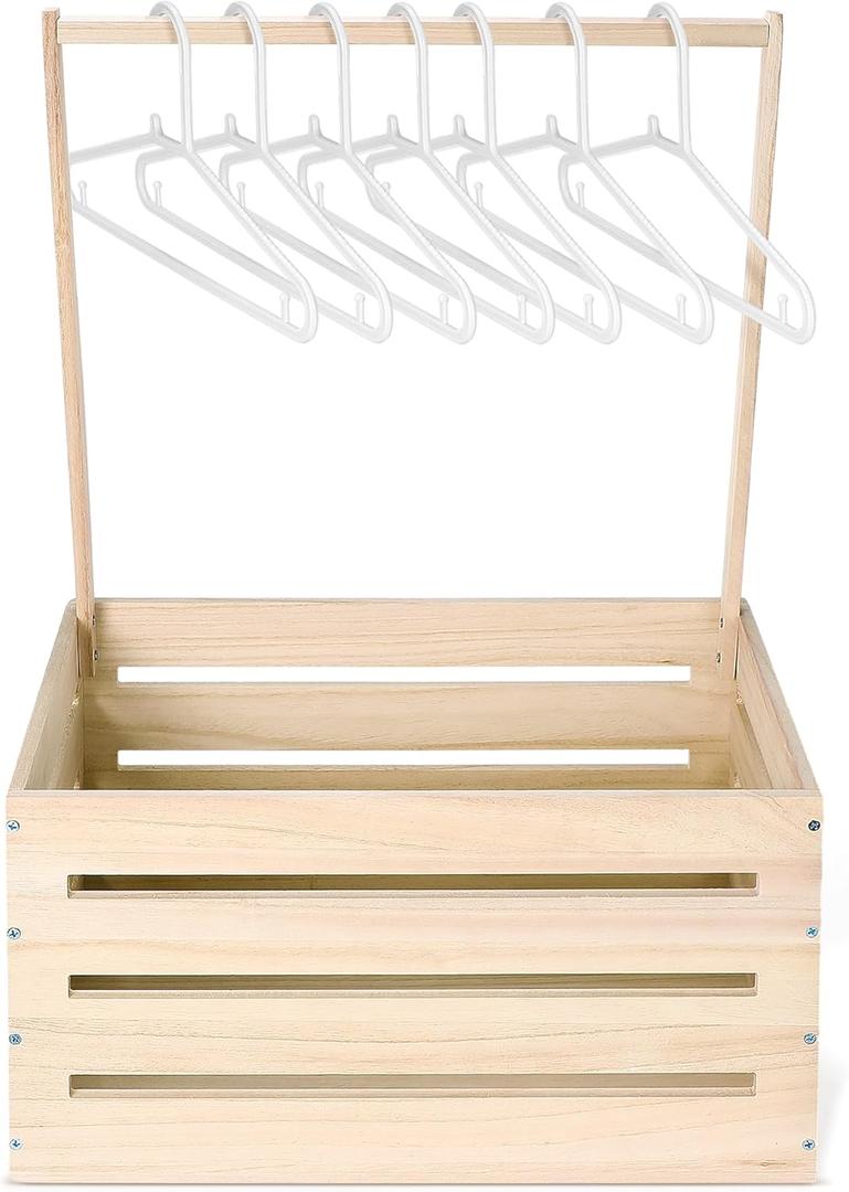 Suzile Wood Color Wooden Baby Shower Crate Closet Wood Basket for Gifts with Handle Boy Girl Clothes Gender Reveal Storage Box for Newborn New Parent