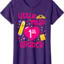 Little Miss 1st Grader 1st Grade Girl First Day of School T-Shirt, S