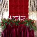 BLOSMON Red Flower Wall Backdrop for Wedding Decor, 12 Pcs, 24 x 16 Inches | Easy to Use, Hydrangea Artificial Flower Panels for Wedding, Bridal Shower, Hanging Fake Silk Floral Backdrop Decor
