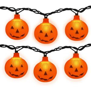 Halloween String Lights, 8.5Ft LED Pumpkin Lights String Lights Plug in, 10 Pumpkin String Light Connectable Indoor/Outdoor Halloween Decorations