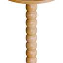 DUMOS Round Side Table for Small Spaces, Modern Accent End Table with Solid Wood Leg, Versatile Drink Nightstand for Living Room, Bedroom, Corners and Office, Wood, 12 Inch