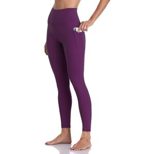 Colorfulkoala Women's High Waisted Yoga Pants 7/8 Length Leggings with Pockets (Large, Deep Violet)