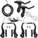 DISIWENE Complete V-Type Bike Brake Set, Front and Rear Bike MTB Brake Inner and Outer Cables and Lever Kit Includes Calipers Levers Cables