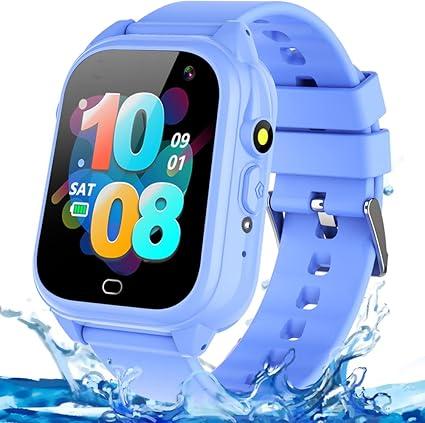 OVV Kids Waterproof Smart Watch with 26 Games 1.44'' Touchscreen HD Camera Pedometer Recorder Music Player Alarm Clock Calculator Educational Wrist Watch for Age 3-10 Girl Boy Learning Toy (Blue)