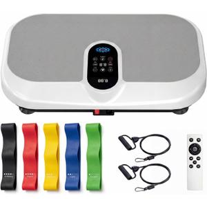 Vibration Plate Exercise Machine for Lymphatic Drainage & Weight Loss, Heated Vibrating Platform Full Body Workout Equipment, 440lb Capacity Home Gym Shaker Board with Bluetooth & Resistance Bands