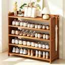 Bamboo Shoe Rack Shoe Cabinet Shelf Storage Organizer Shoe Stand for entryyway, Hallway, Bathroom and Living Room, 5 Tier Brown