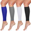 SATINIOR 4 Pairs Calf Compression Sleeve Leg Compression Sock Calf and Shin Support Relieve Calf Pain for Men Women Youth for Running, Cycling, Walking Black, White, Gray, Blue, Large
