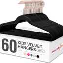 House Day Velvet Kids Hangers 60 Pack, Premium Children Hangers for Closet, Ultra Thin Cute Non Slip Kid Felt Clothes Hanger 14 Inch, Small Hanger for Toddler Clothes, Black