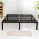 Wulanos King Size Bed Frame with Steel Slats Support, Sturdy and Durable, No Box Spring Needed, 16 Inch High 3500lbs Heavy Duty Metal Platform Frames with Storage, Noise-Free, Black