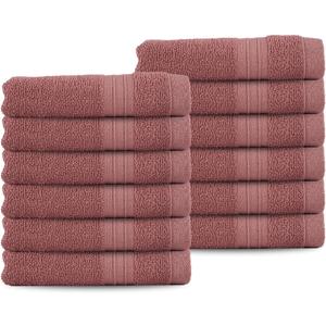 Washcloths - 13x13 Inch 100% Cotton, Super Soft, Highly Absorbent & Lightweight - Ideal for Everyday Use, Spa & Gym (Dusty Rose - Pack of 12)