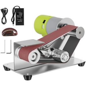 Mini Belt Sander, 7 Adjustable Speed Electric Knife Sharpener, 15 Degree Belt Grinder, Power Belt Sander for Metal Working